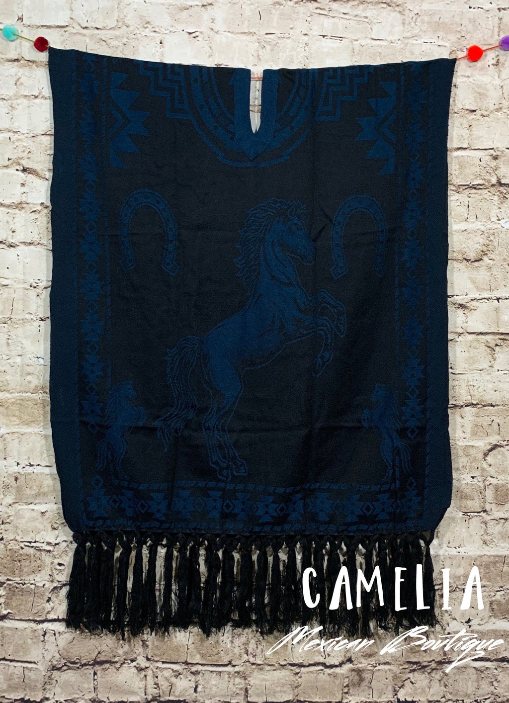 Mexican Poncho with Horse