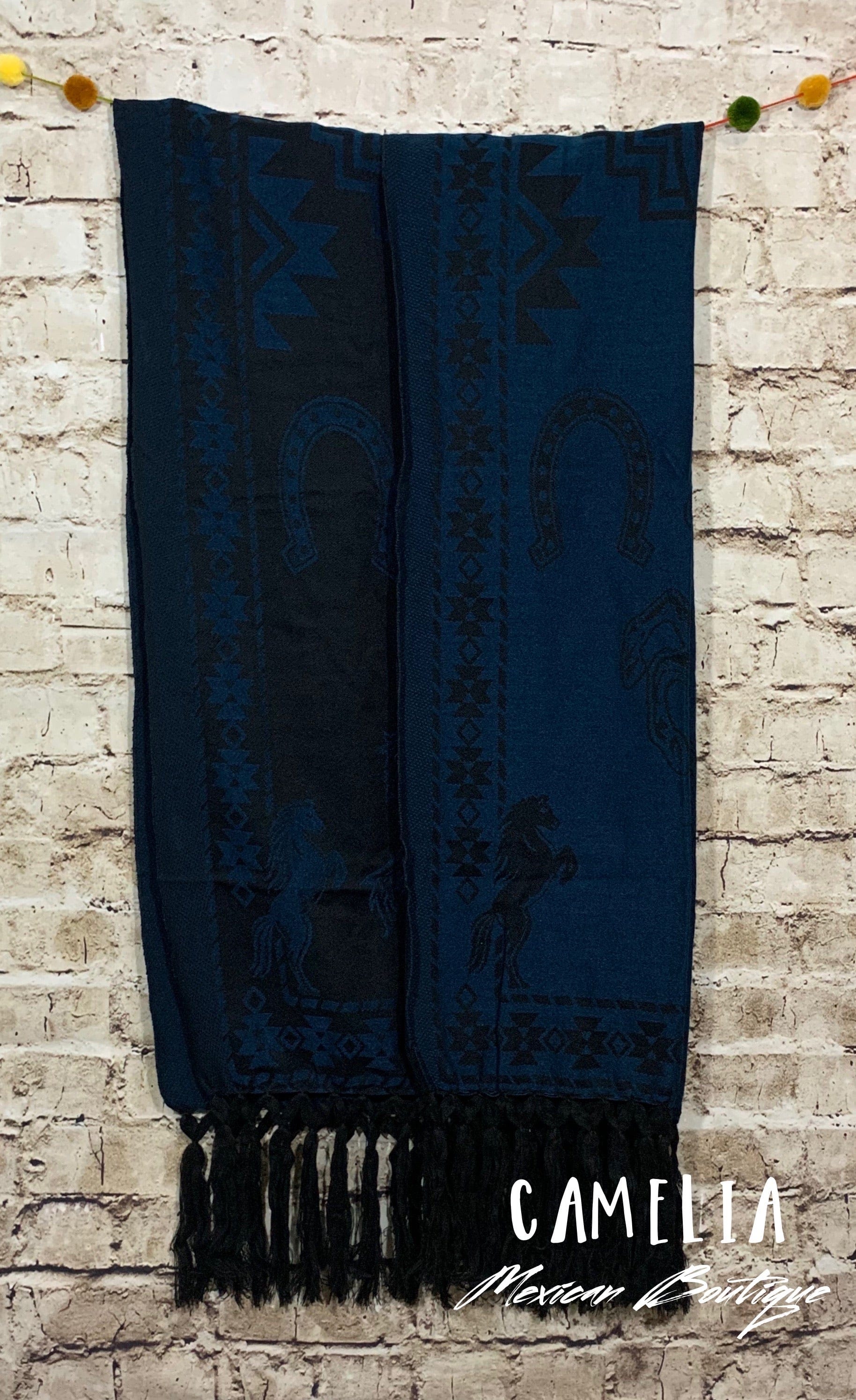 Mexican Poncho with Horse