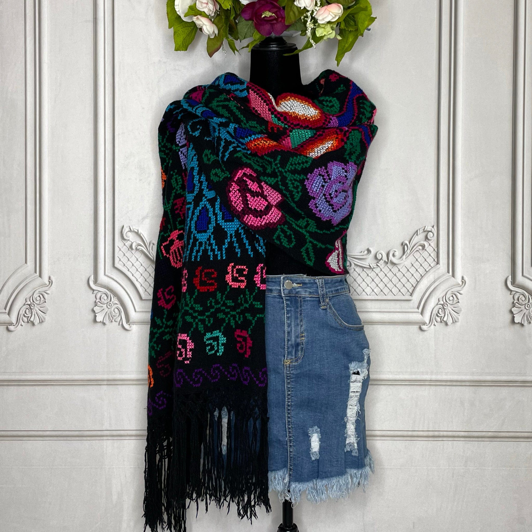 Mexican Shawl Cross Stitch Black