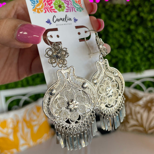 Oaxacan Filigree Earrings - Kissing Birds Large Silver