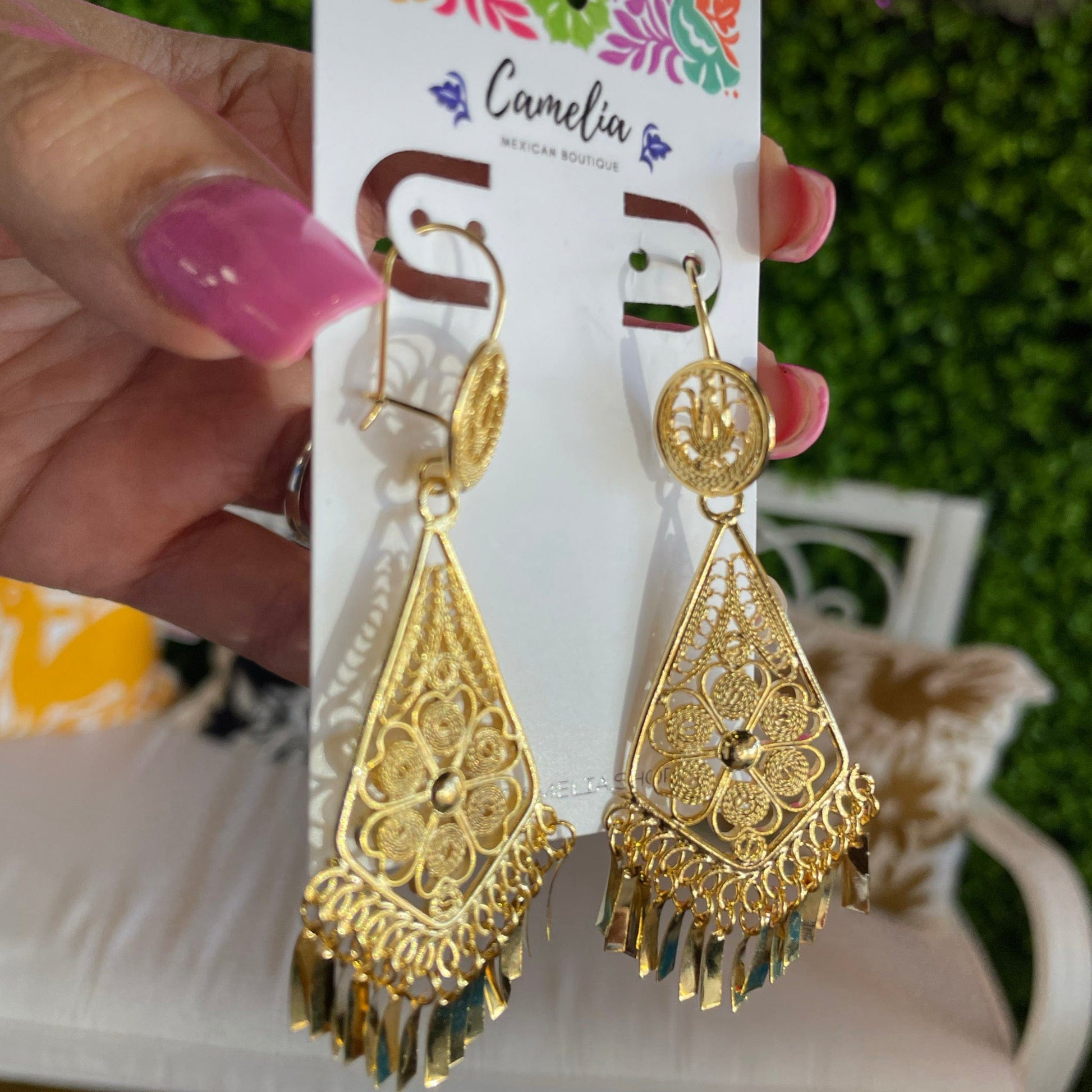 Oaxacan Filigree Earrings - Triangle Medium