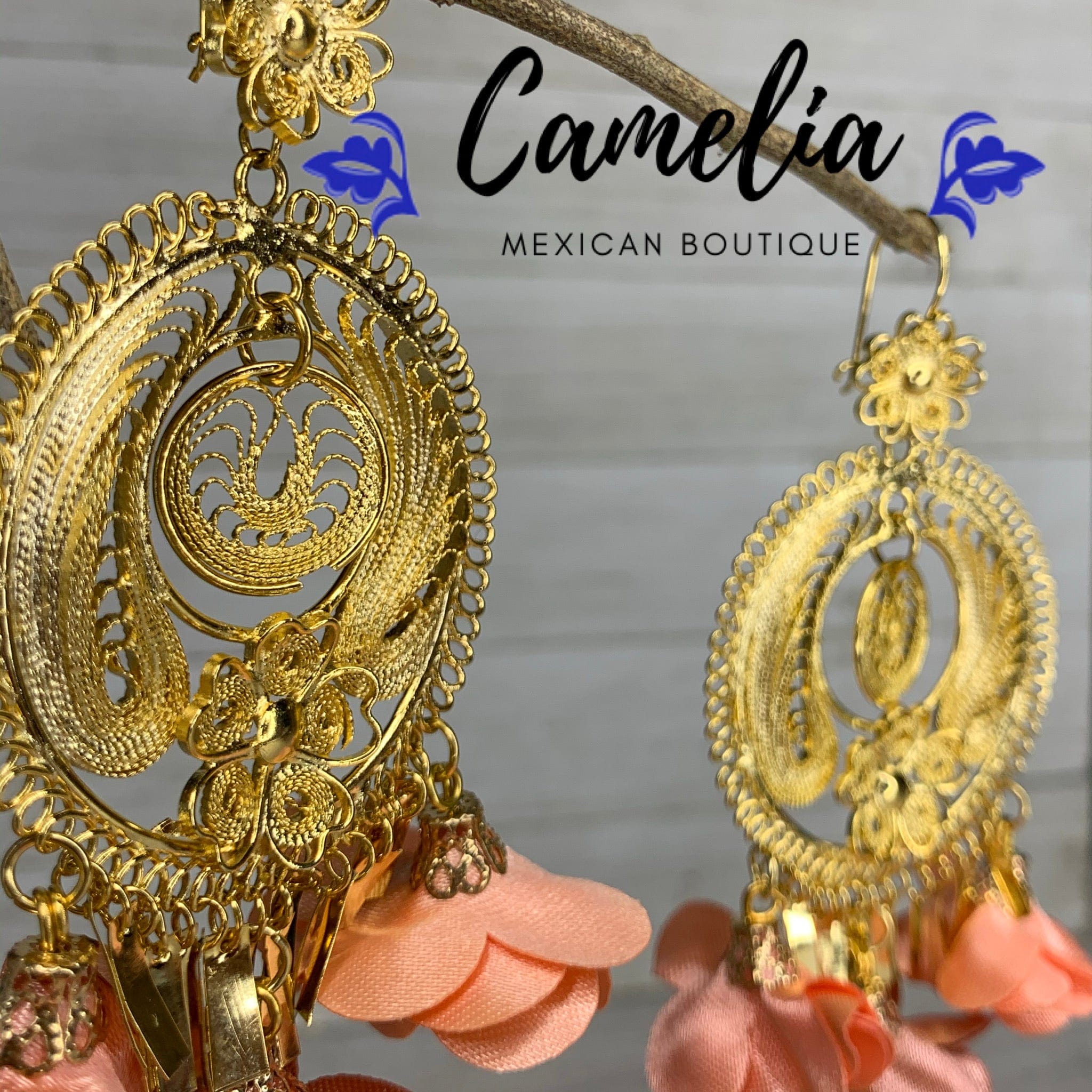 Oaxacan Filigree Fabric Flower Earrings