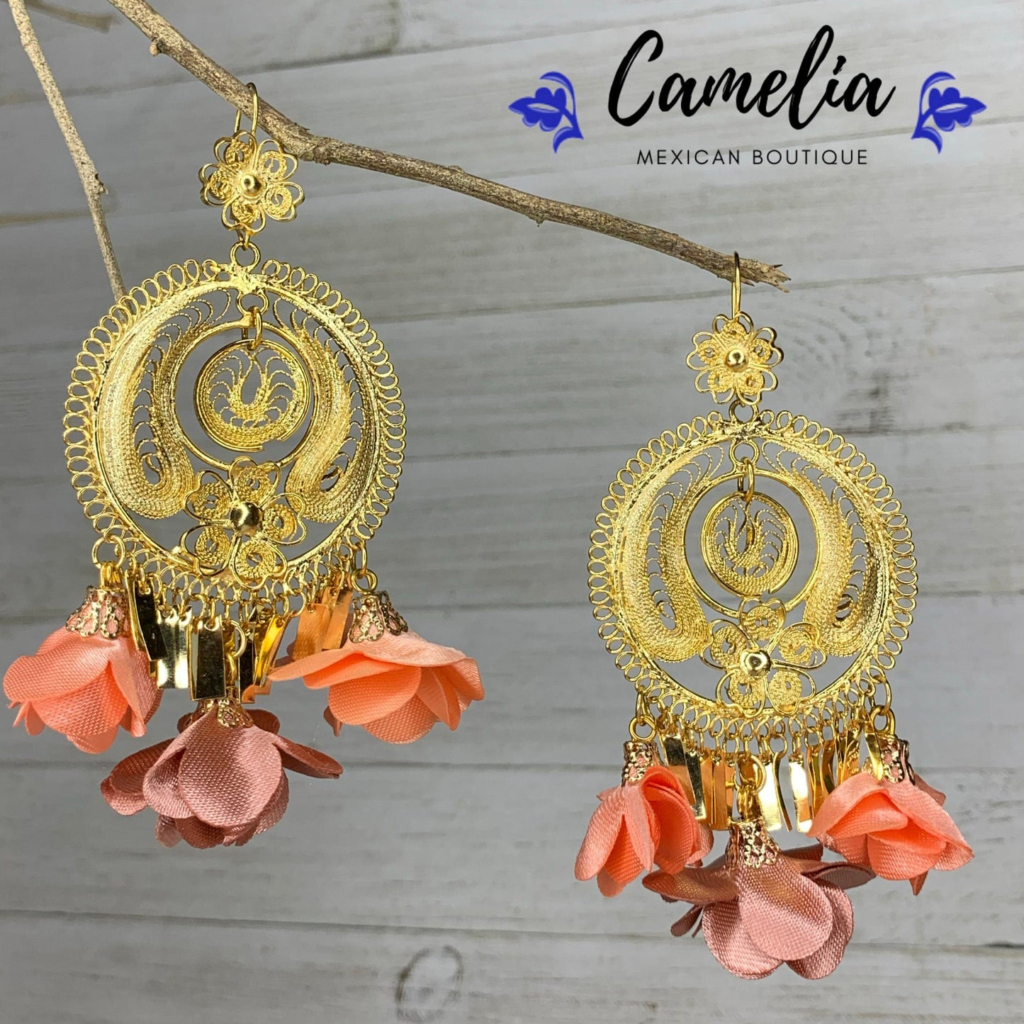 Oaxacan Filigree Fabric Flower Earrings