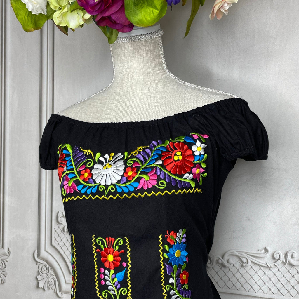 Off Shoulder Elastic Mexican Dress- Daisy