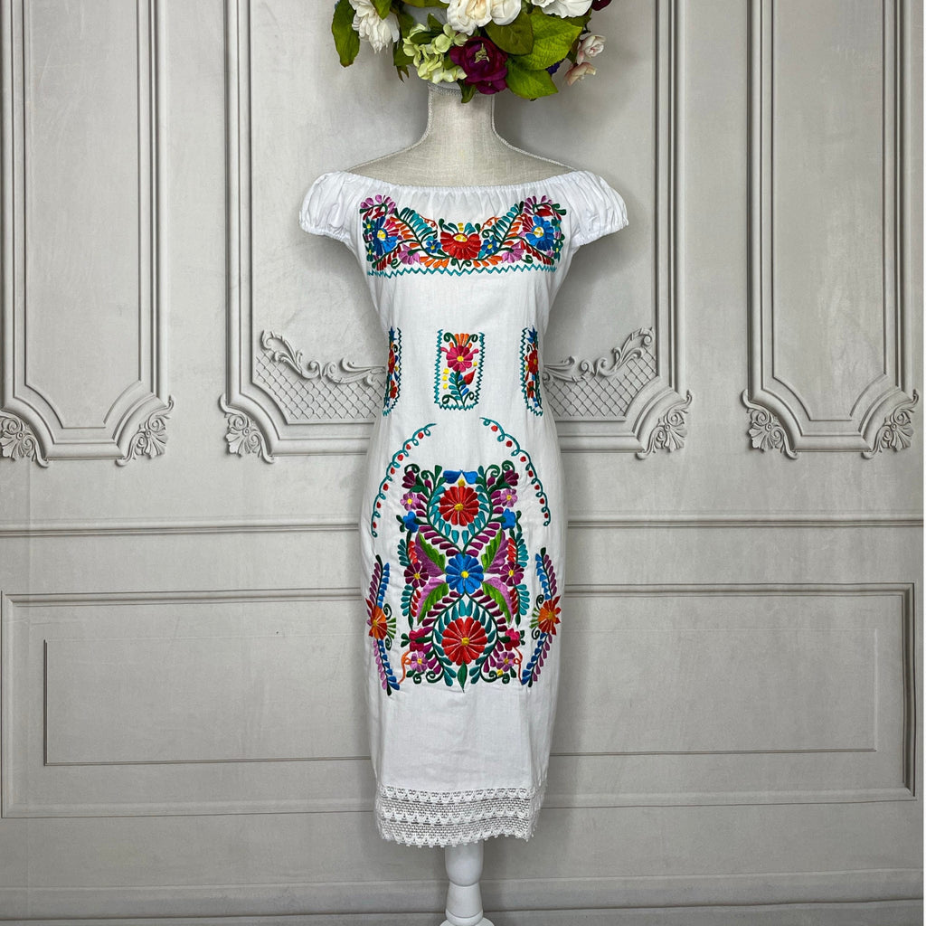 Off Shoulder Elastic Mexican Dress- Daisy