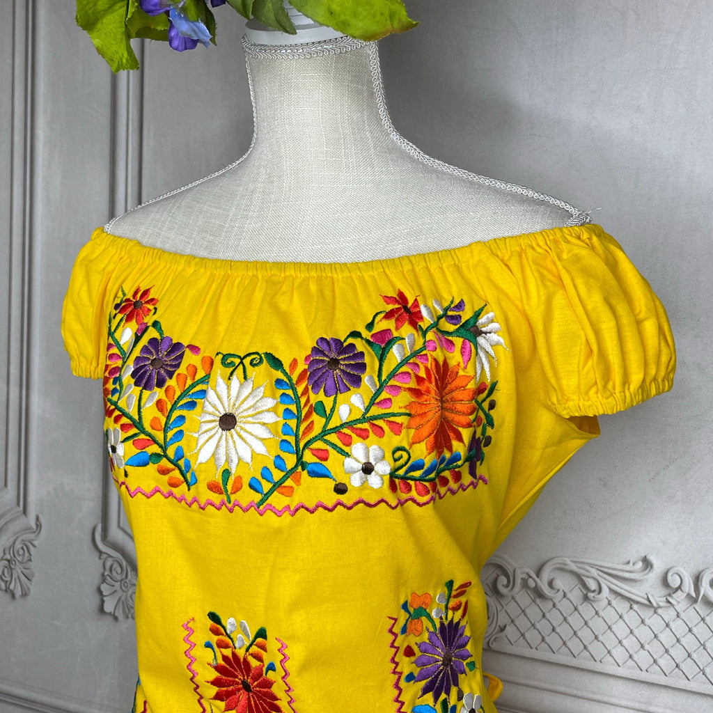 Off Shoulder Elastic Mexican Dress- Daisy