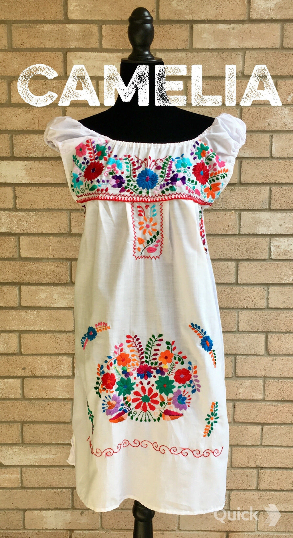 Off Shoulder Elastic Puebla Mexican Dress