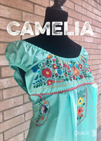 Off Shoulder Elastic Puebla Mexican Dress