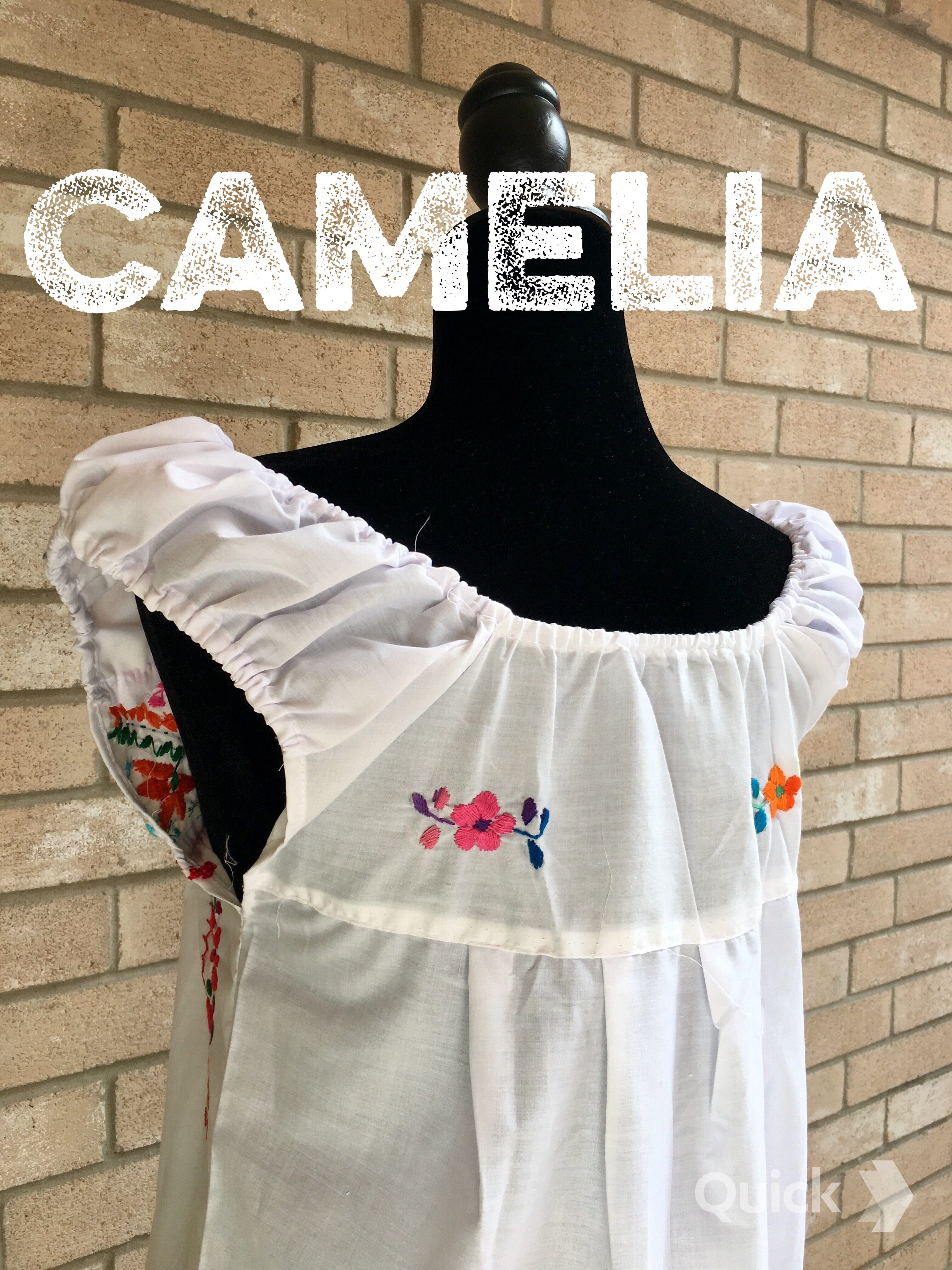 Off Shoulder Elastic Puebla Mexican Dress