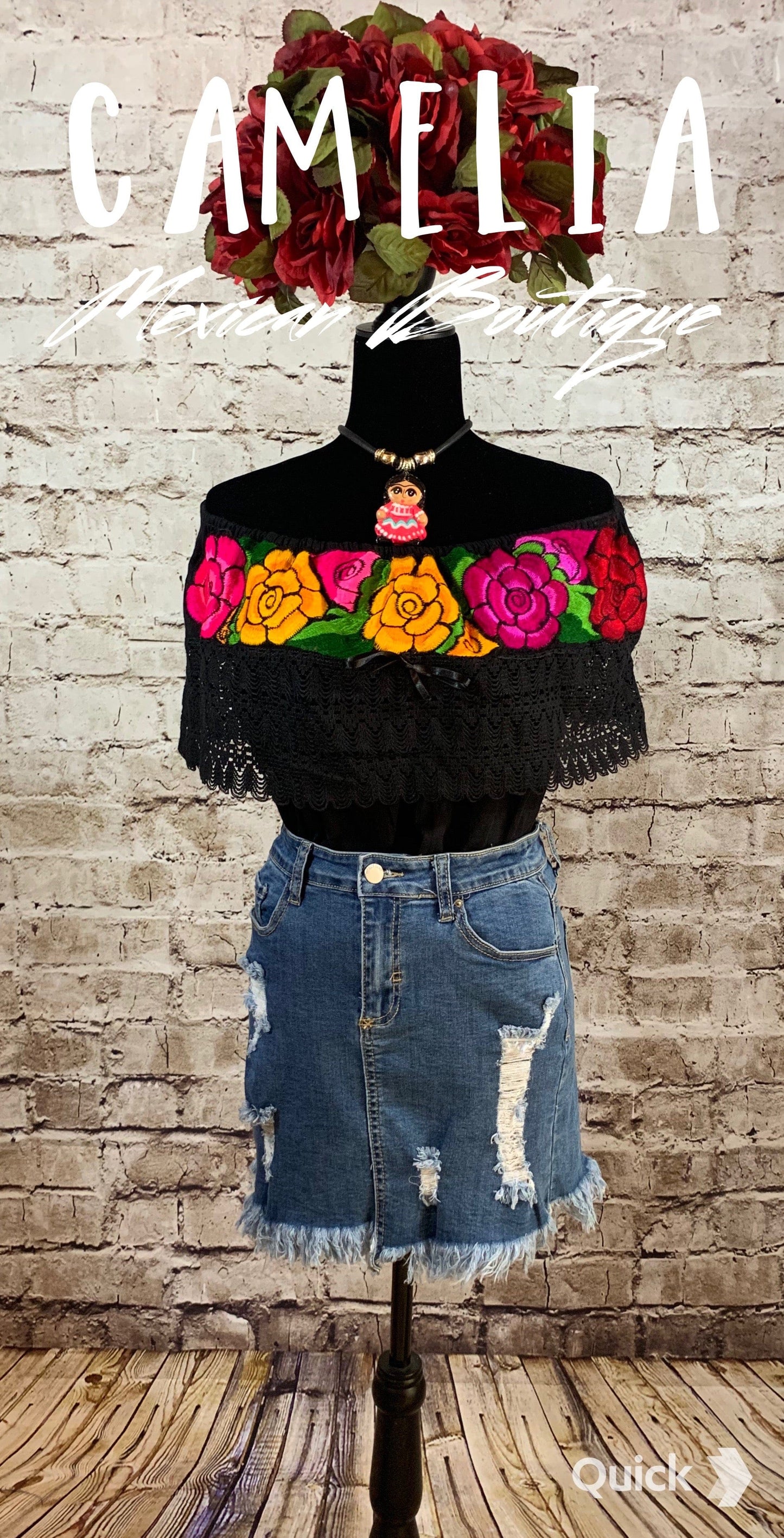 Off Shoulder Mexican Blouse Cotton Embroidery