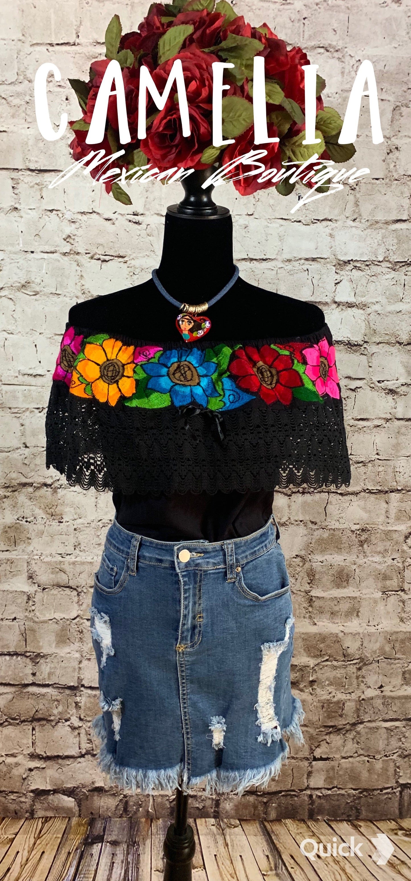 Off Shoulder Mexican Blouse Cotton Embroidery