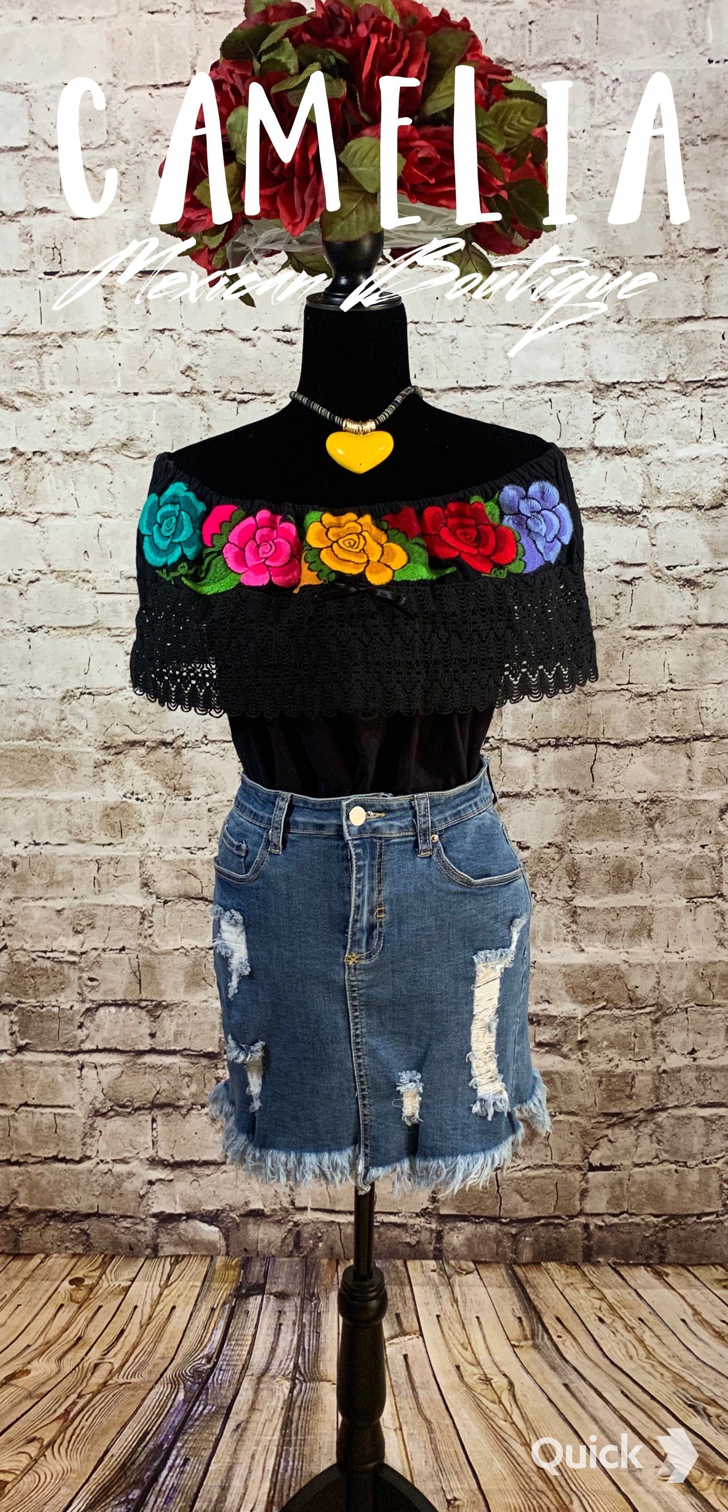 Off Shoulder Mexican Blouse Cotton Embroidery