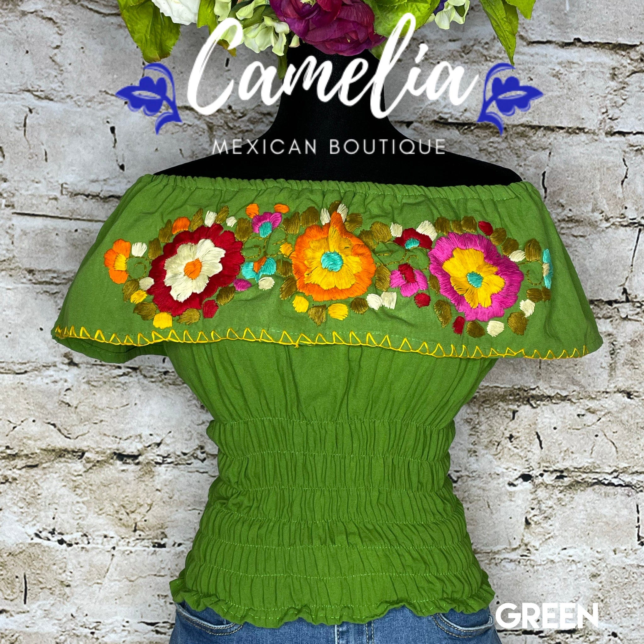 Off Shoulder Mexican Blouse Elastic Waist - Rosie – Camelia