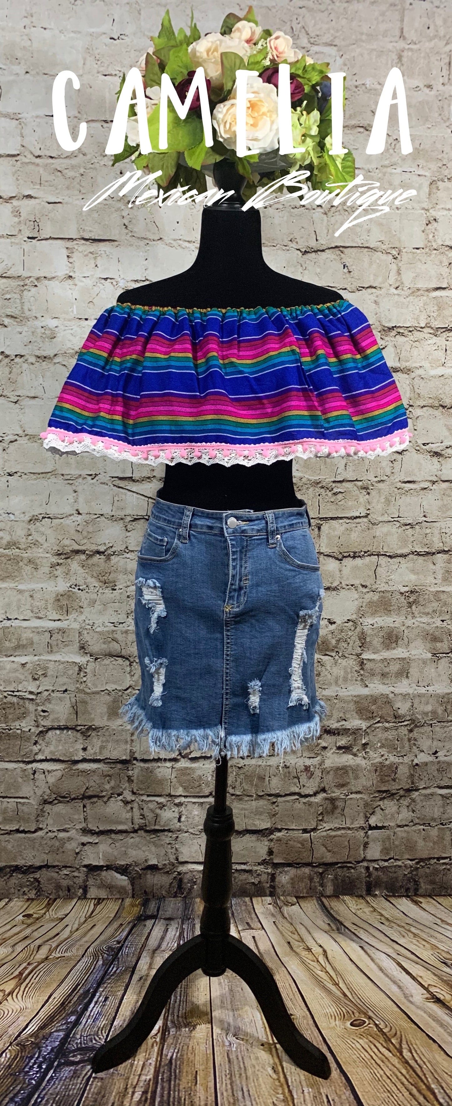 Off Shoulder Mexican Crop Top Blouse