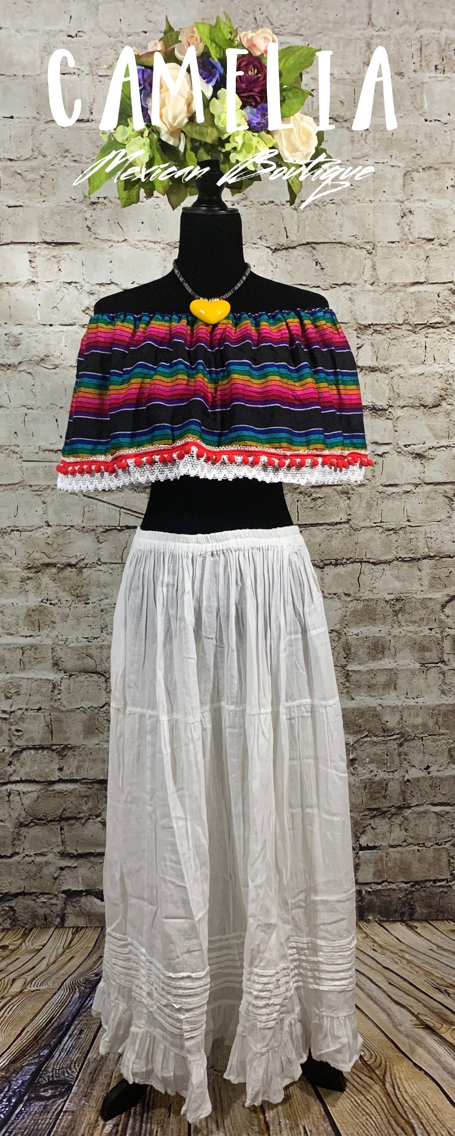 Off Shoulder Mexican Crop Top Blouse