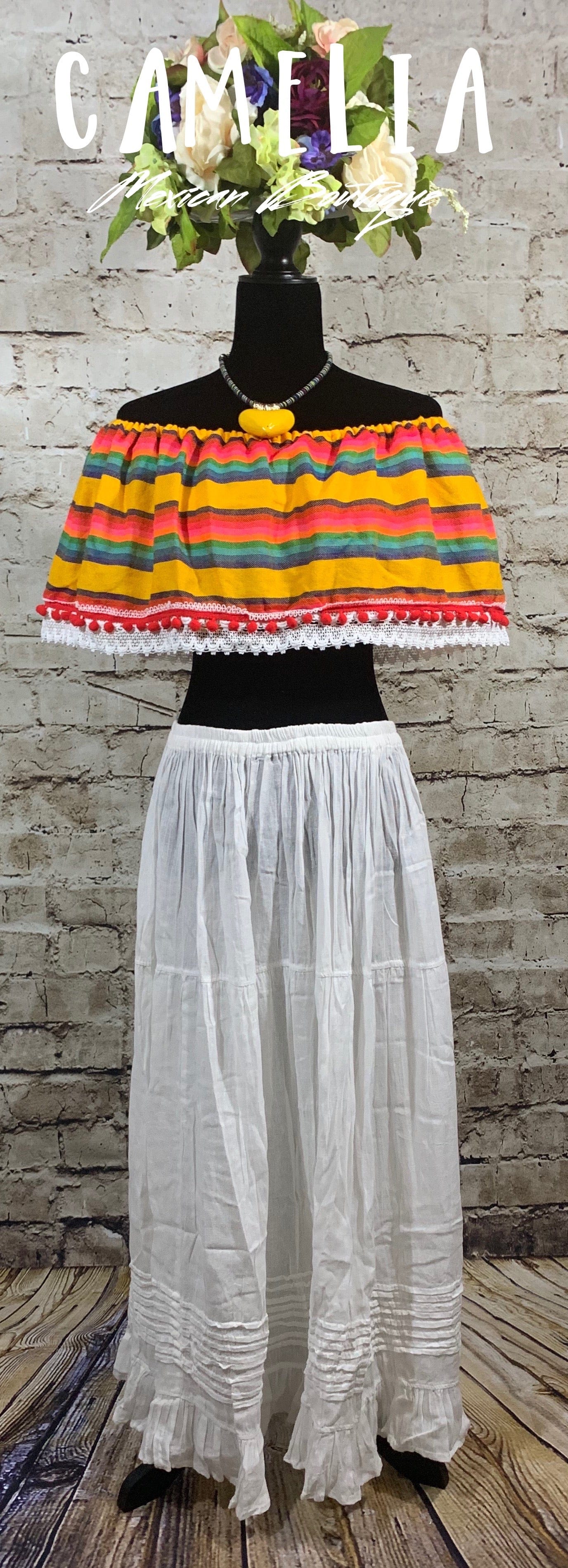 Off Shoulder Mexican Crop Top Blouse