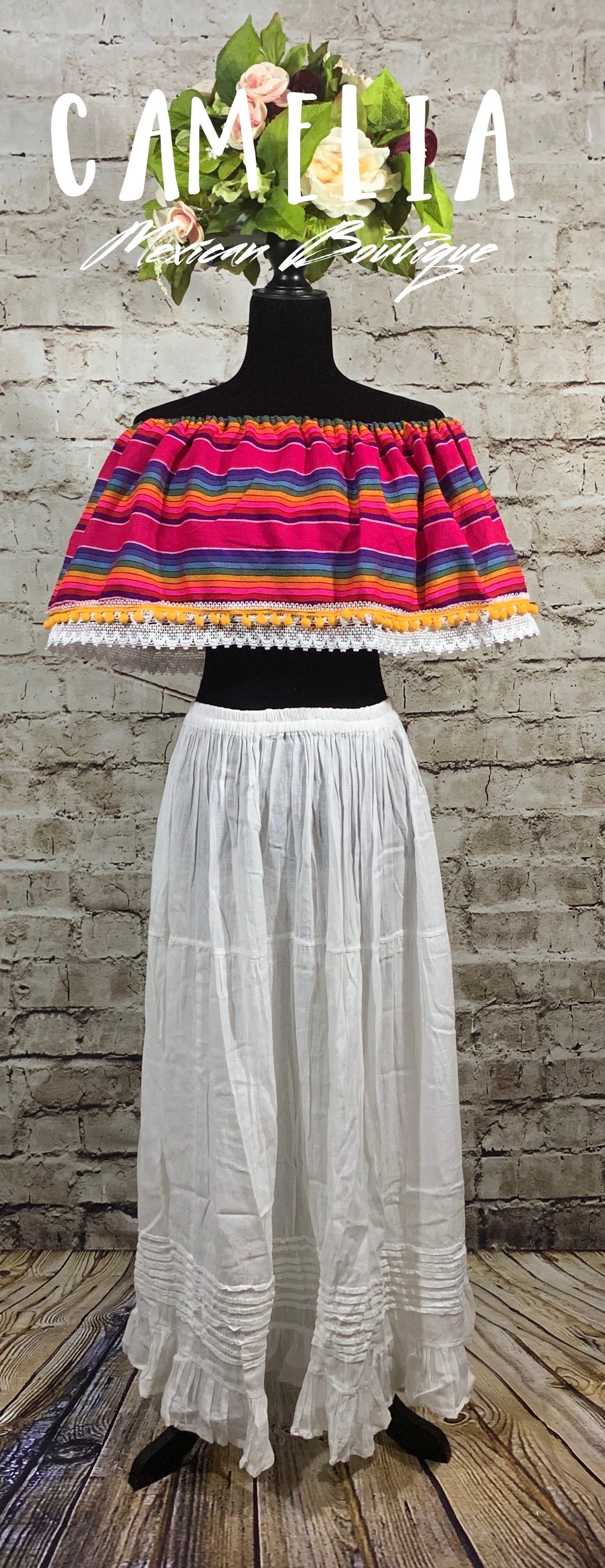 Off Shoulder Mexican Crop Top Blouse