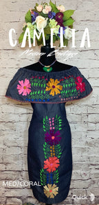 Off Shoulder Mexican Denim Dress