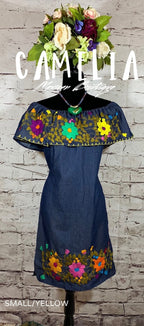 Off Shoulder Mexican Denim Dress