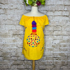 Off Shoulder Puebla Mexican Dress - Ruffle Pom-Pom