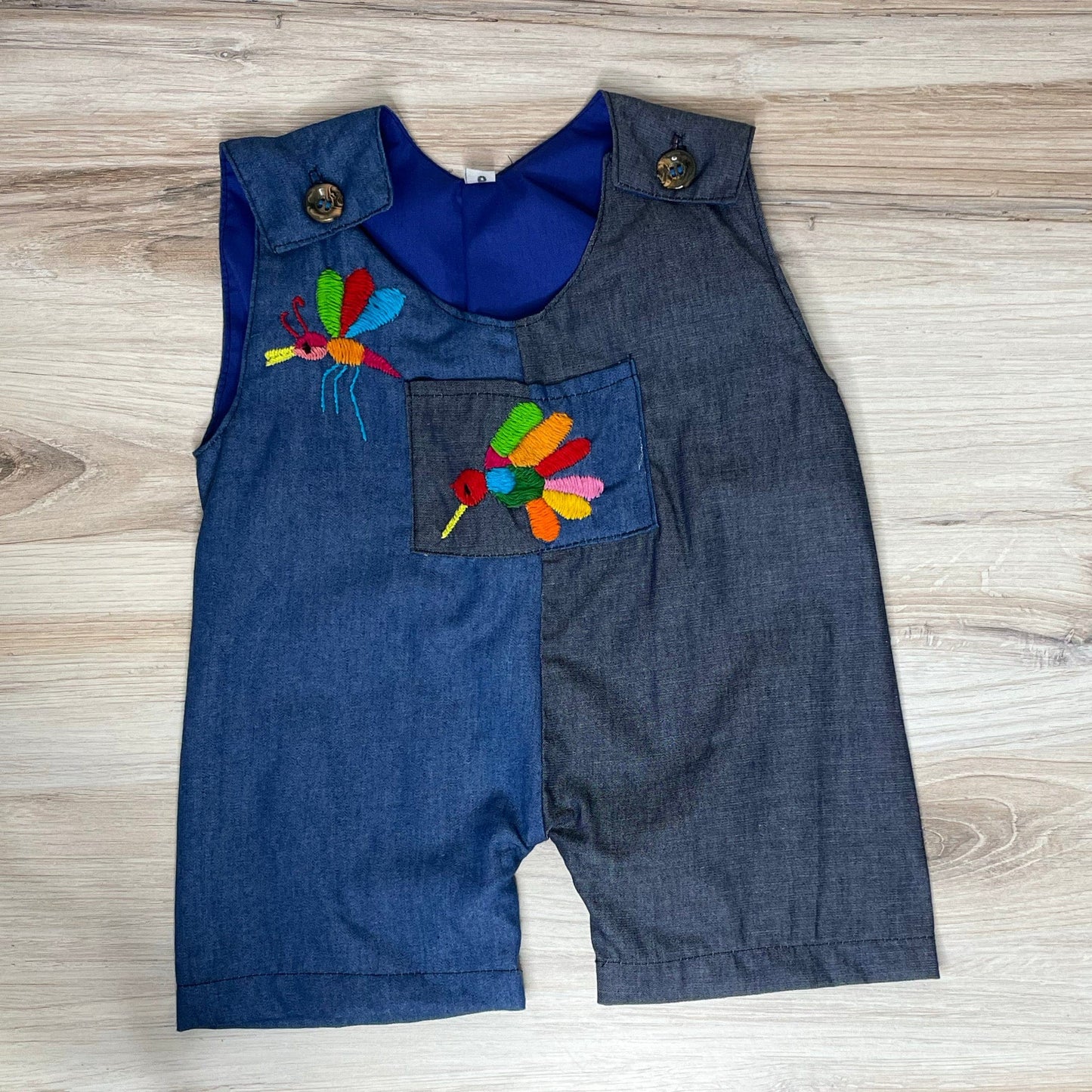 Otomi Baby Boy Mexican Romper - Denim