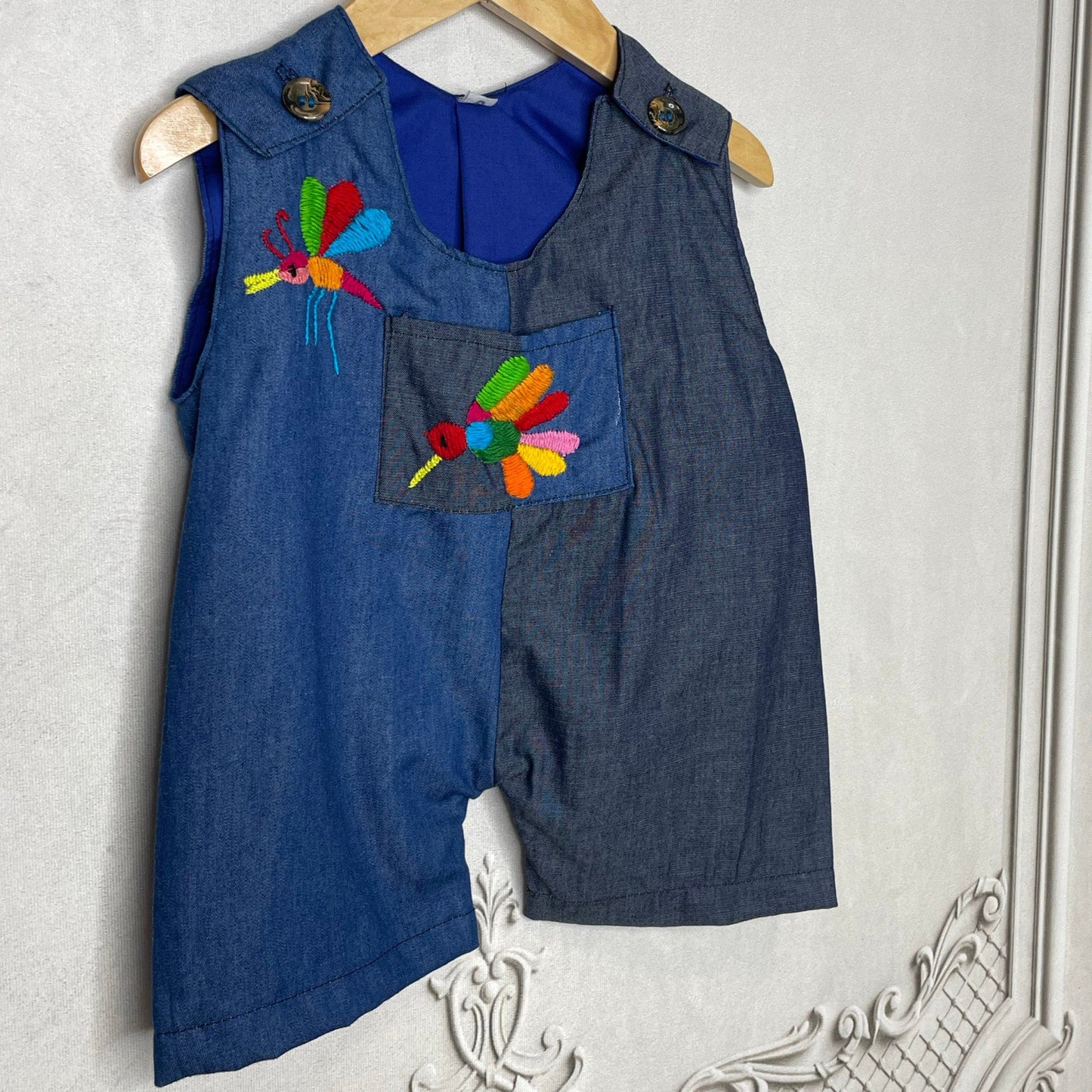 Otomi Baby Boy Mexican Romper - Denim