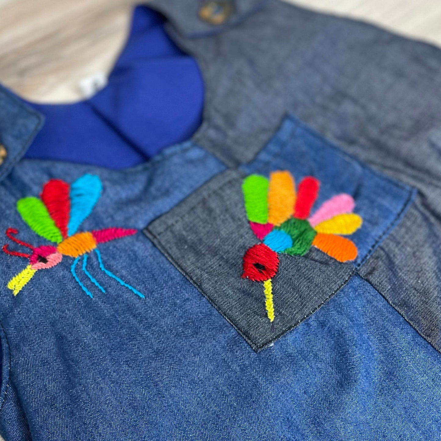 Otomi Baby Boy Mexican Romper - Denim