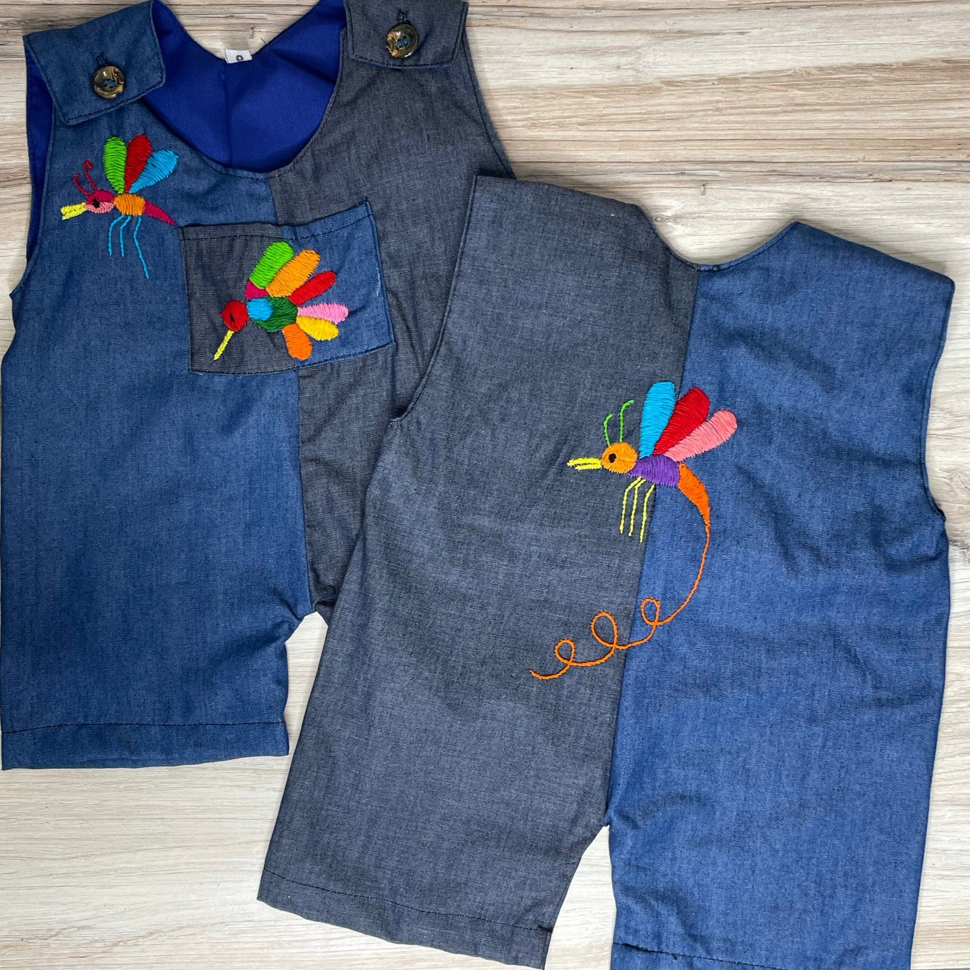 Otomi Baby Boy Mexican Romper - Denim