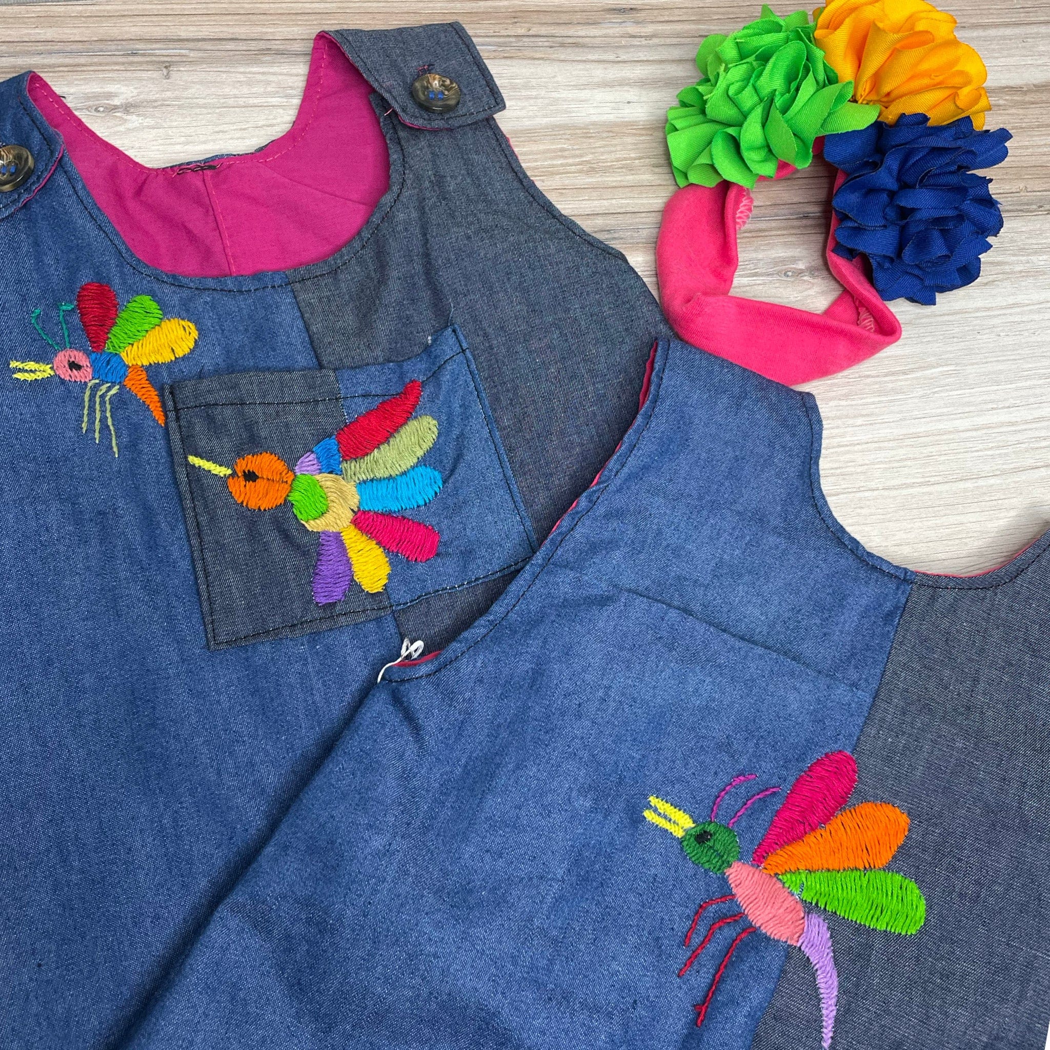 Otomi Baby Mexican Dress - Denim