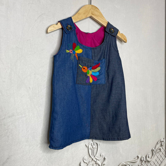 Otomi Baby Mexican Dress - Denim