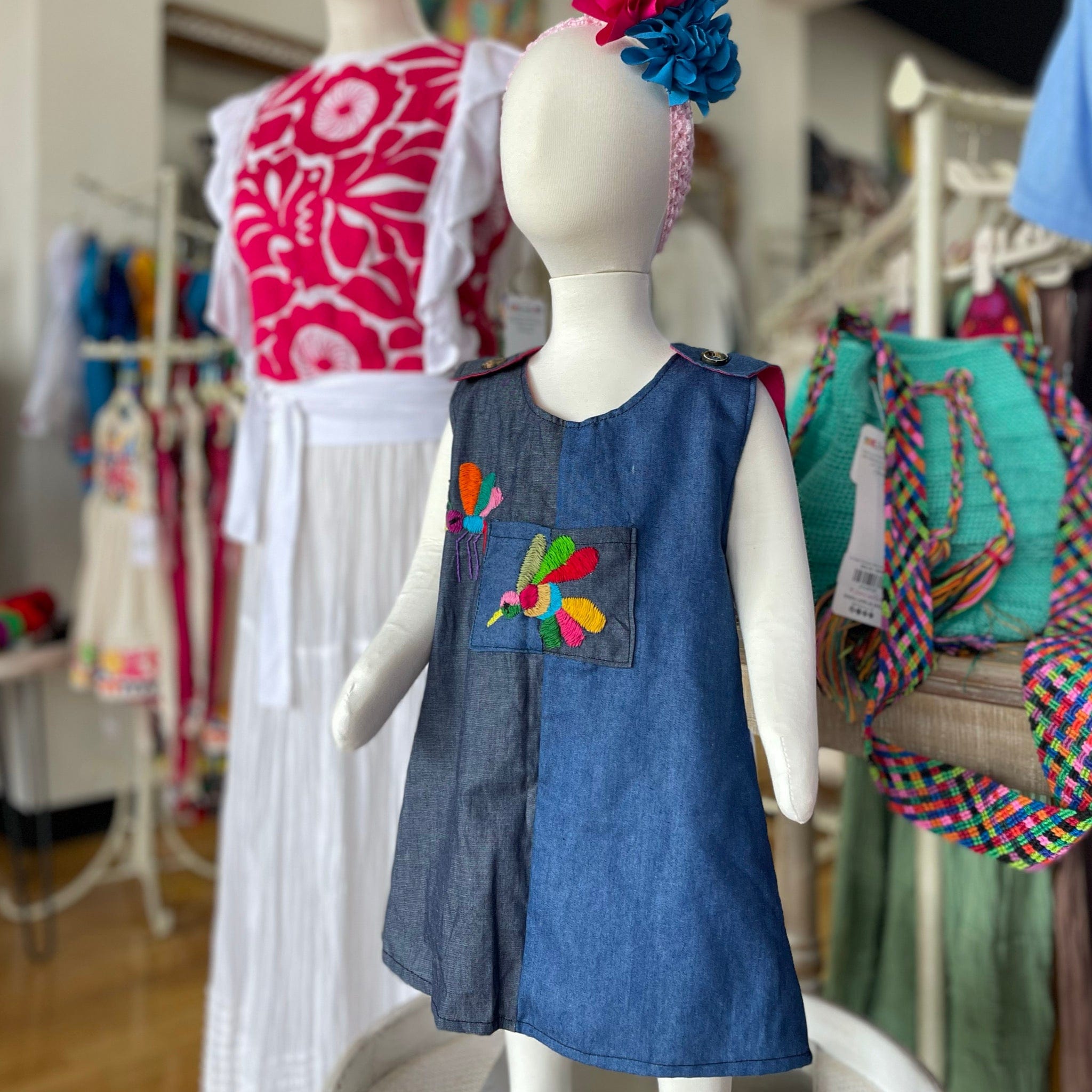 Otomi Baby Mexican Dress - Denim