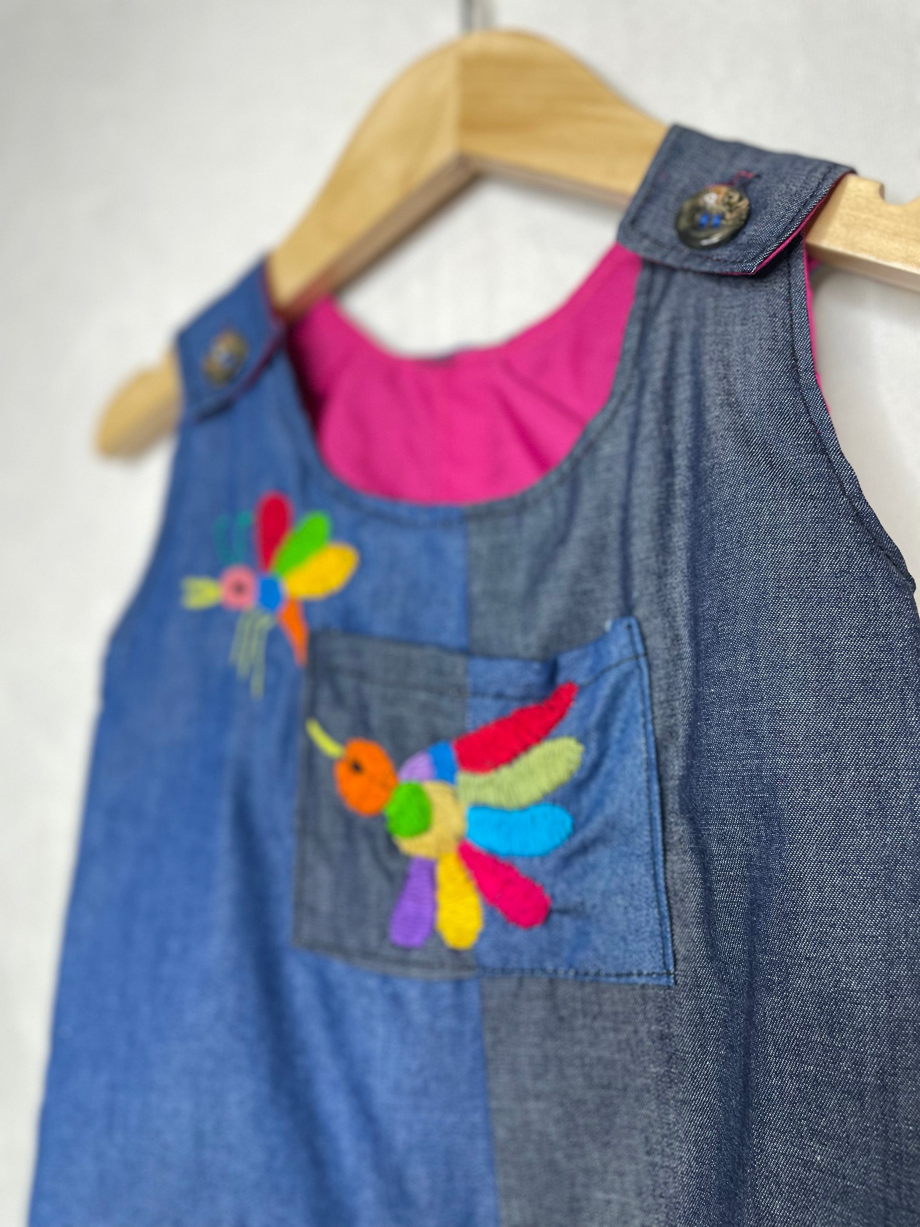 Otomi Baby Mexican Dress - Denim