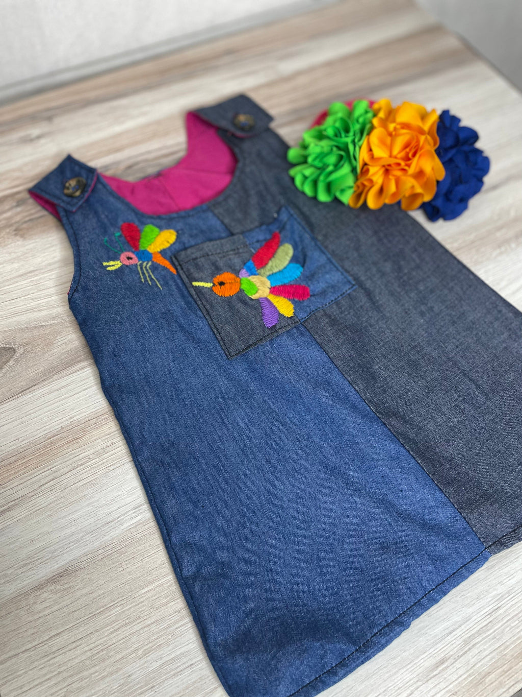 Otomi Baby Mexican Dress - Denim