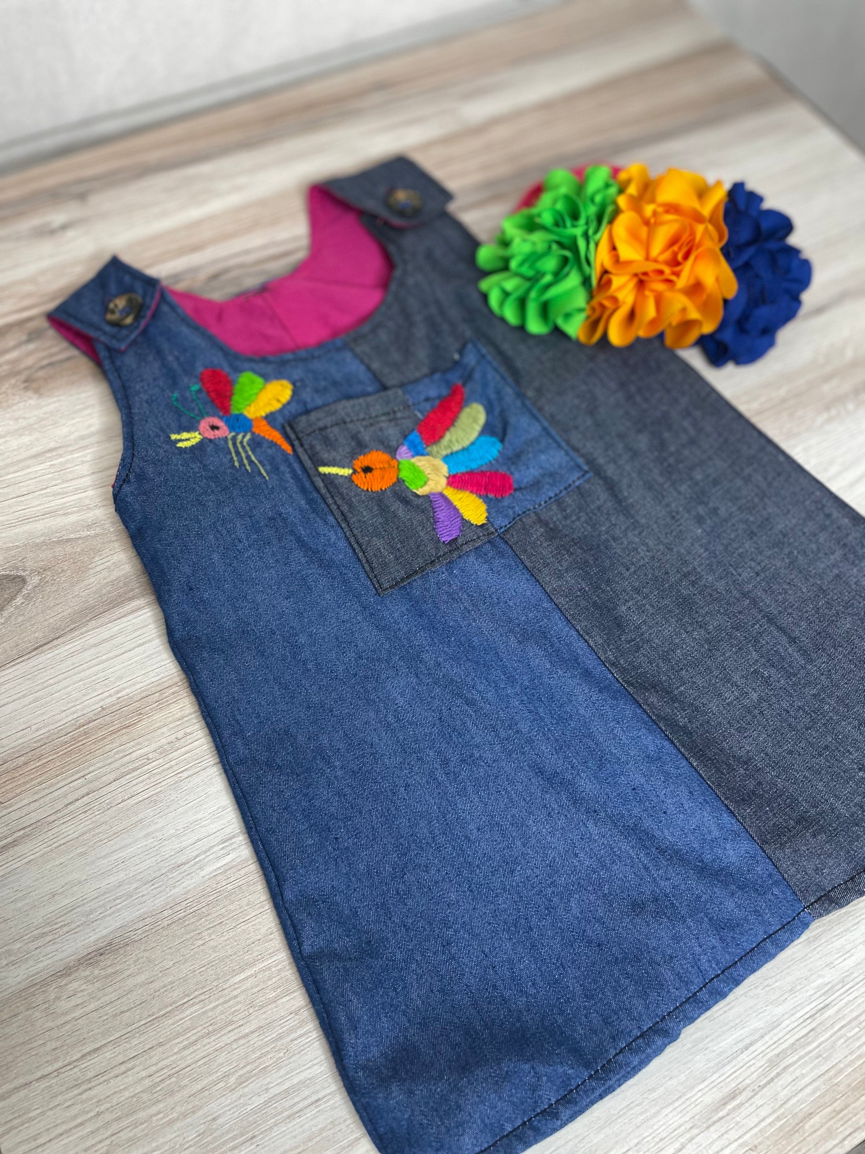 Otomi Baby Mexican Dress - Denim