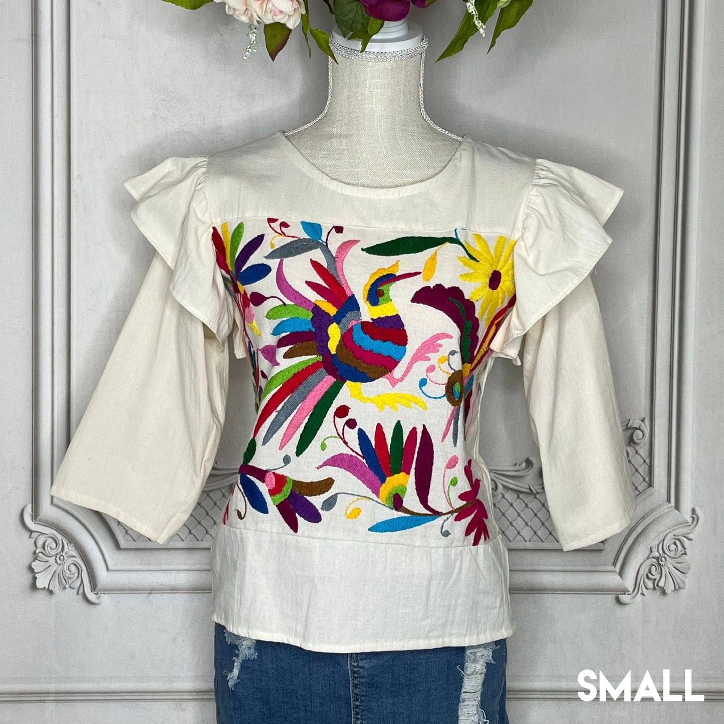 Otomi Butterfly Sleeve Blouse - 3/4 Sleeve