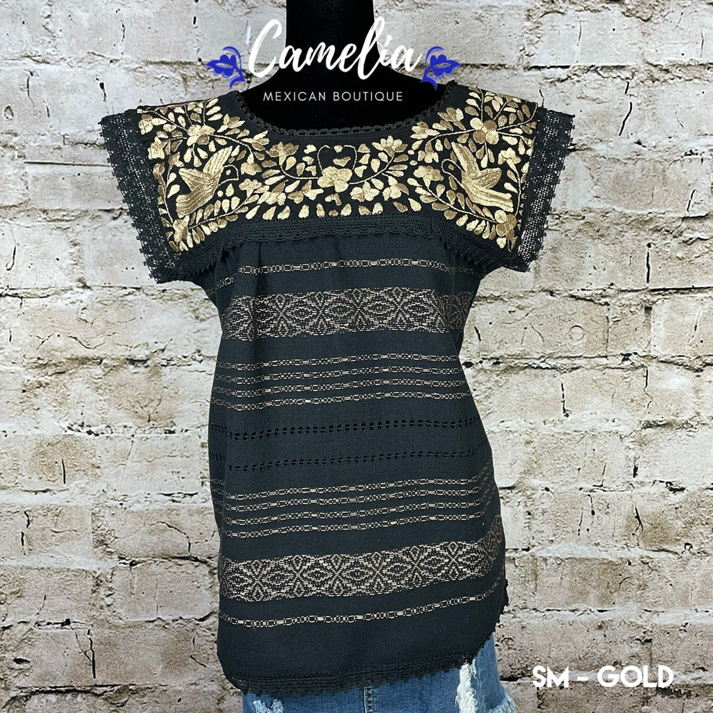 Paloma Loomed Mexican Blouse - 2 Tone