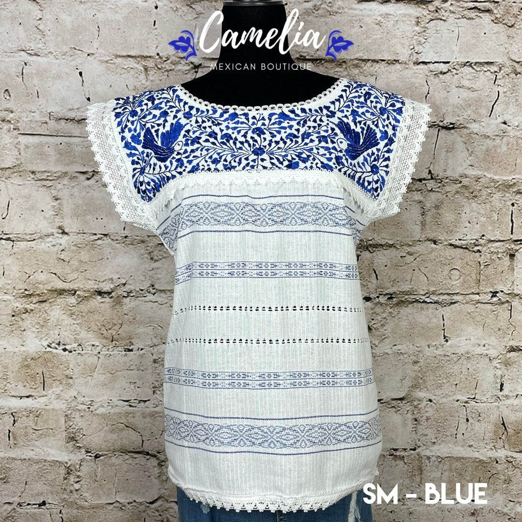 Paloma Loomed Mexican Blouse - 2 Tone