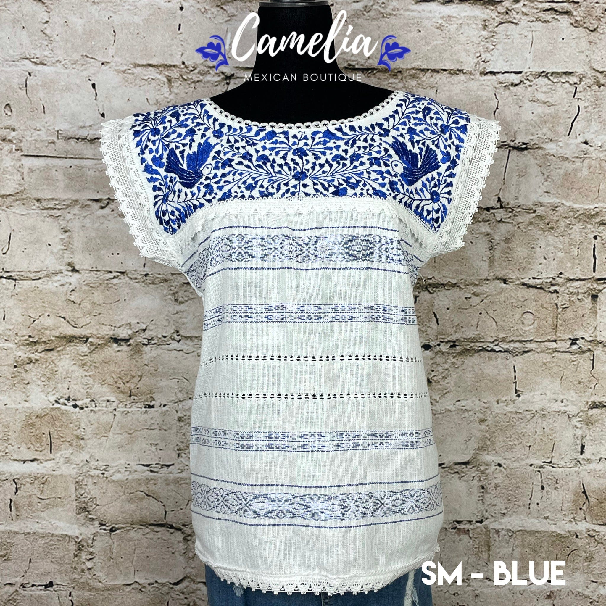 Paloma Loomed Mexican Blouse - 2 Tone