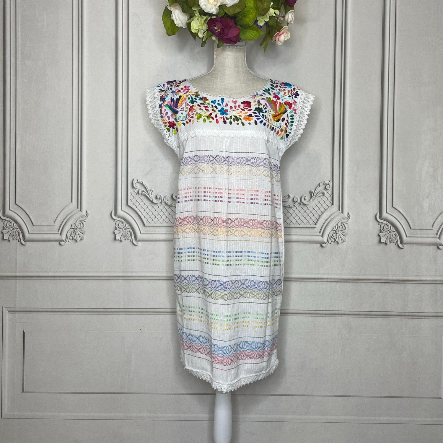 Paloma Loomed Mexican Dress - Knee Length