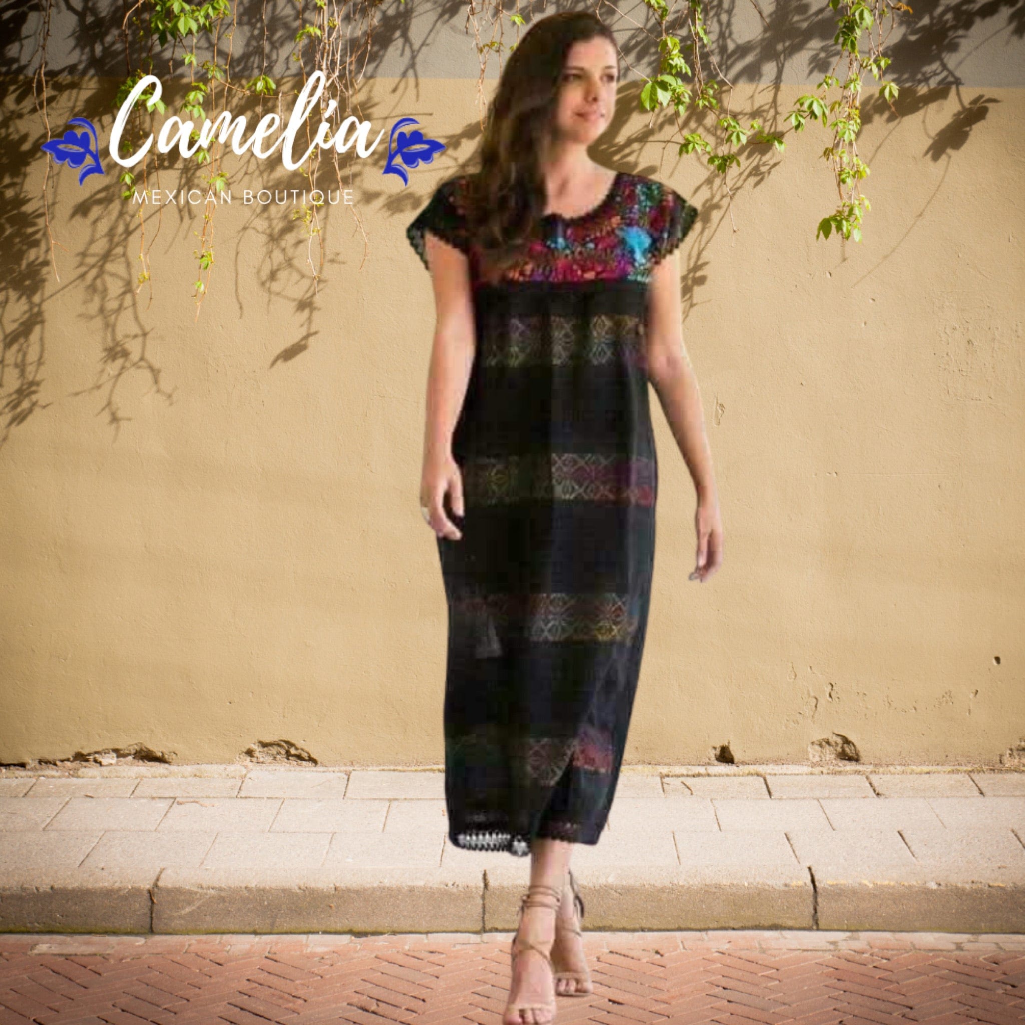 Paloma Loomed Mexican Dress - Midi Length