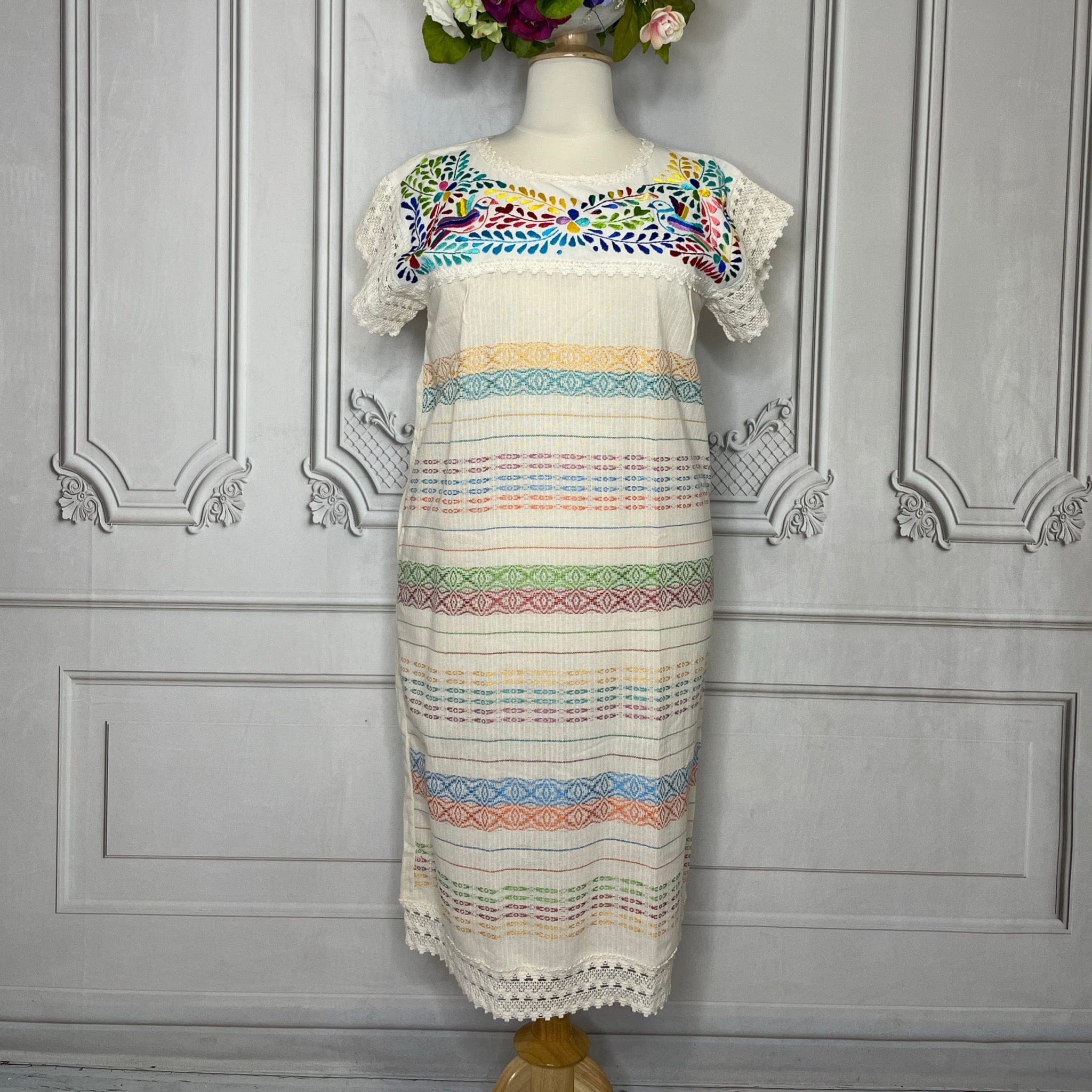 Paloma Loomed Mexican Dress - Midi Length