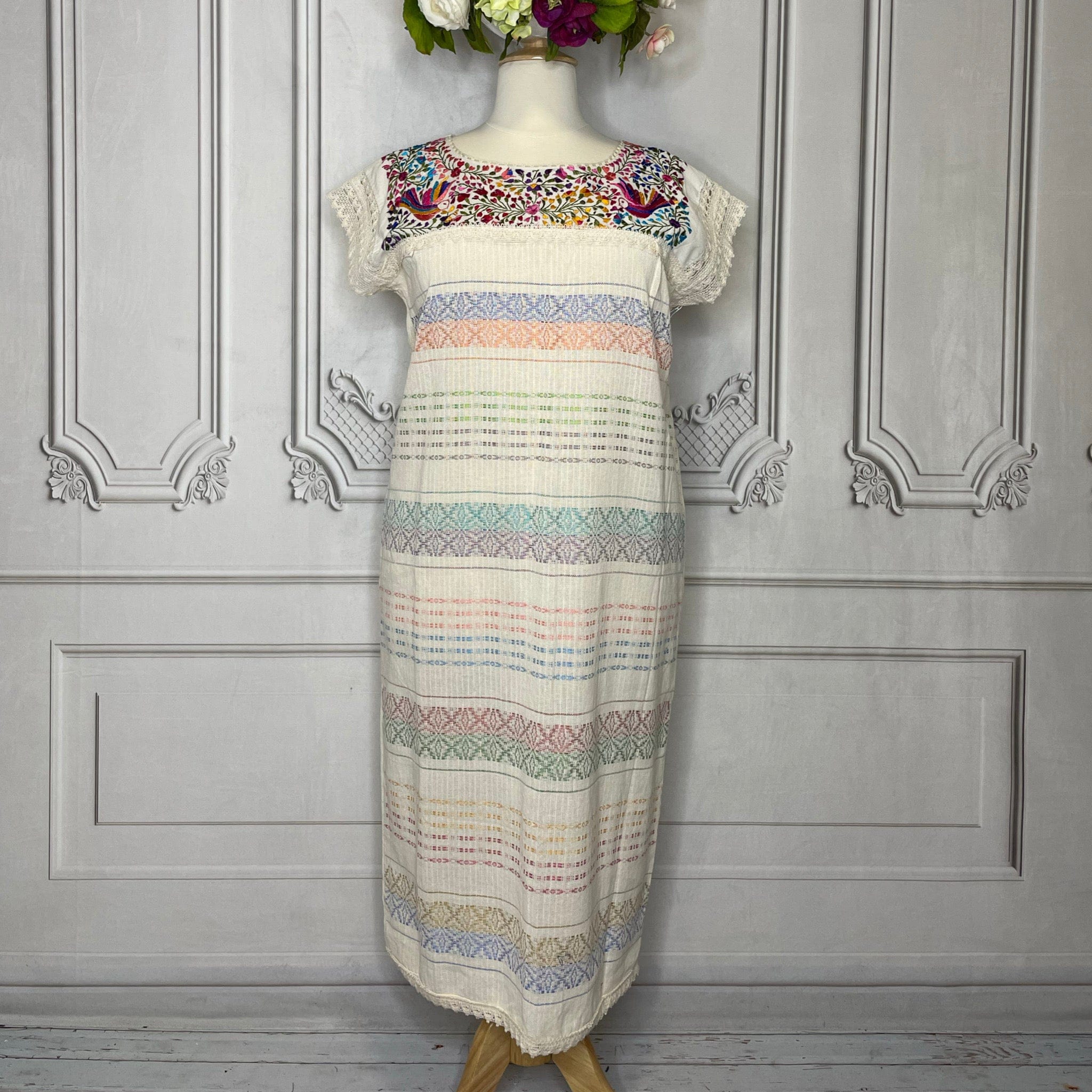 Paloma Loomed Mexican Dress - Midi Length