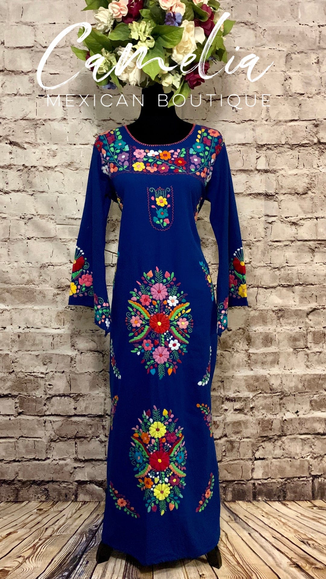 Puebla Long Mexican Dress Mermaid Cut