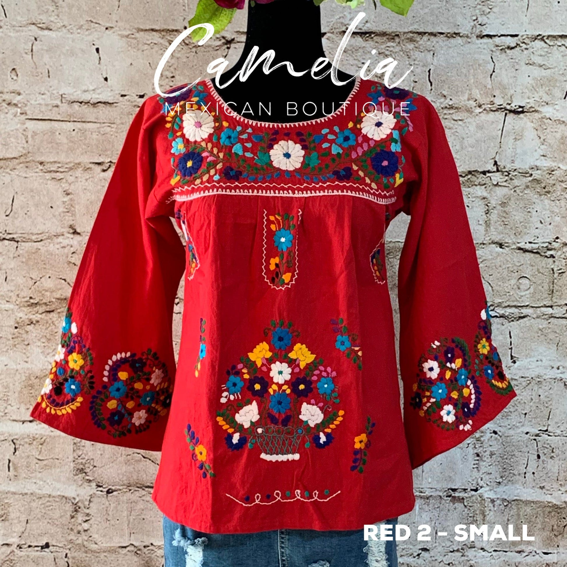 Puebla Mexican Blouse Bell Sleeve