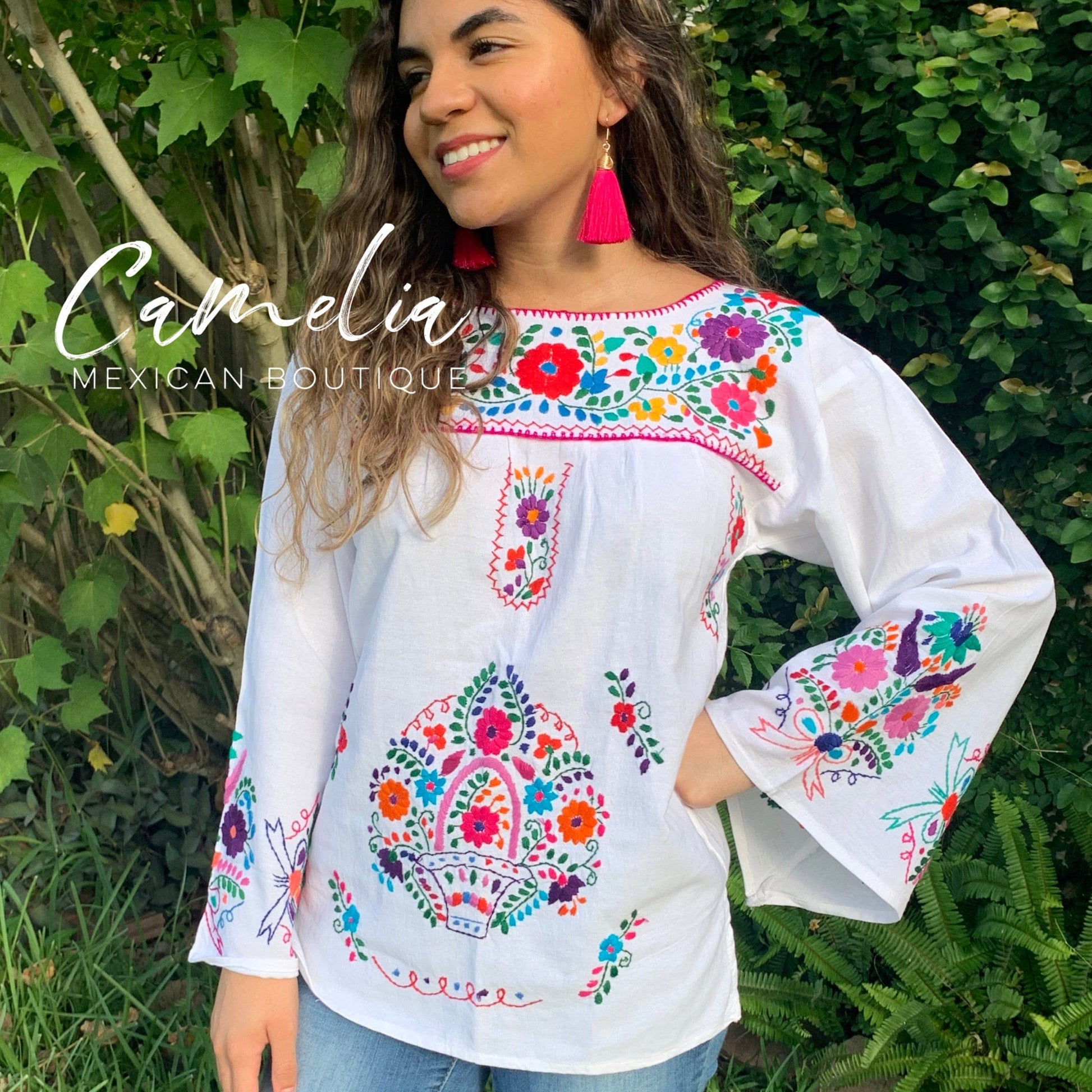 Puebla Mexican Blouse Bell Sleeve