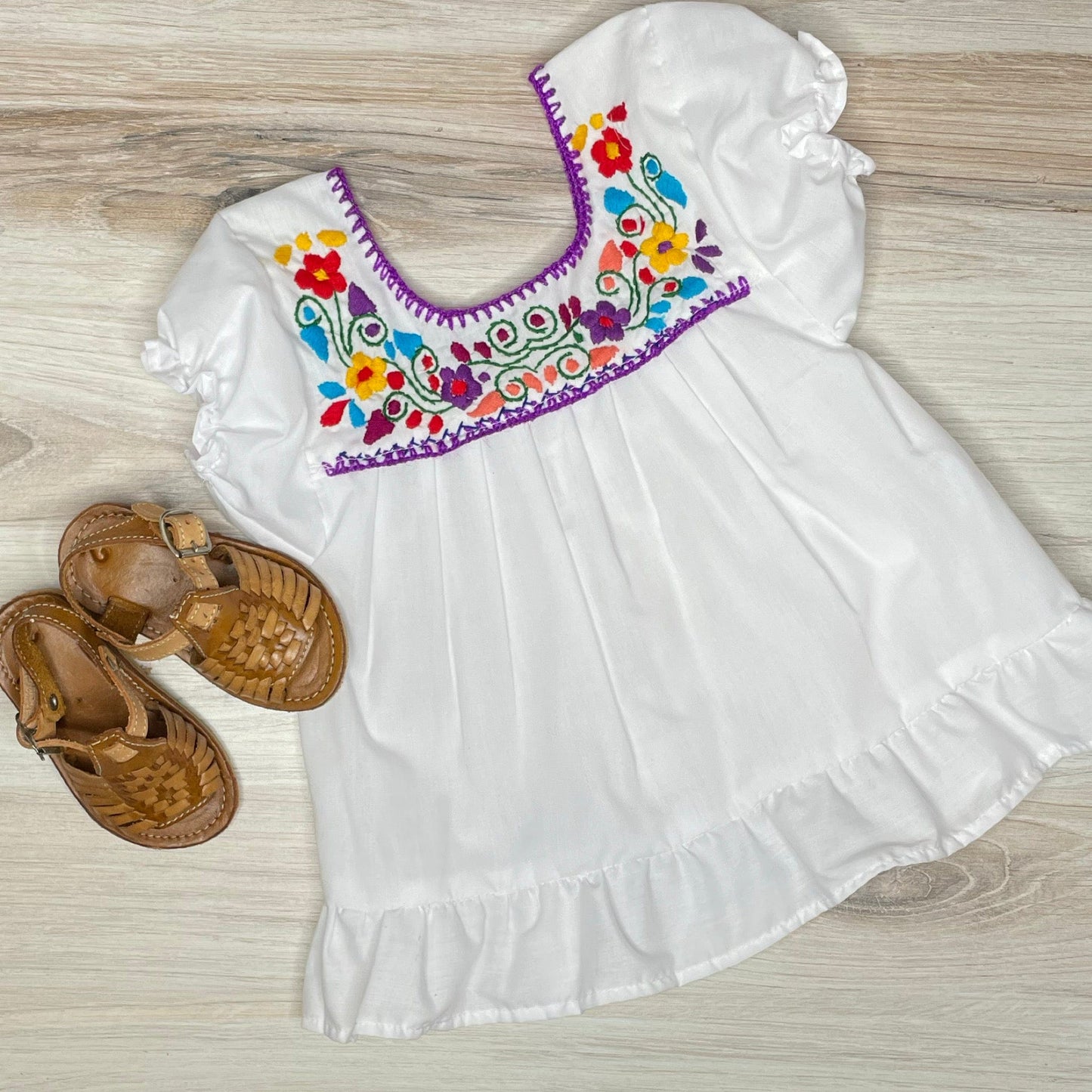 Puebla Mexican Dress for Girls - Ruffle