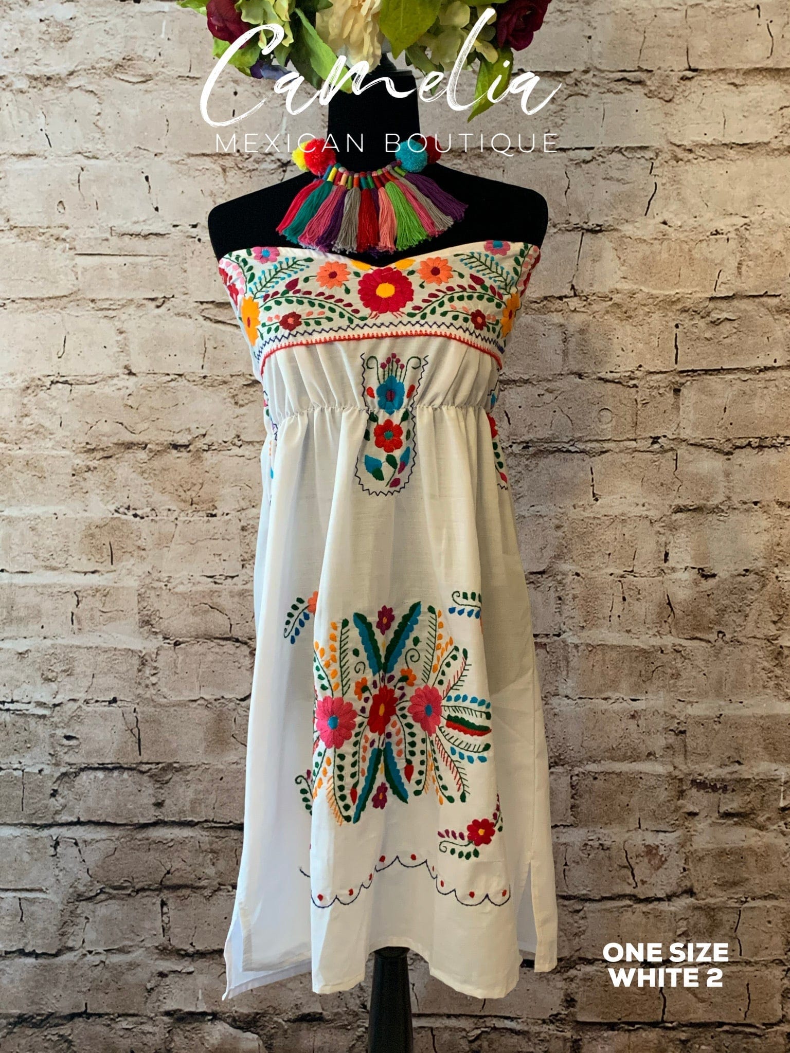 Puebla Mexican Dress Strapless Heart - Mini