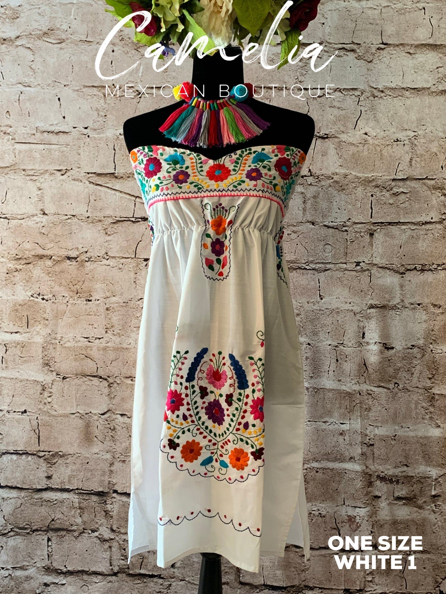 Puebla Mexican Dress Strapless Heart - Mini