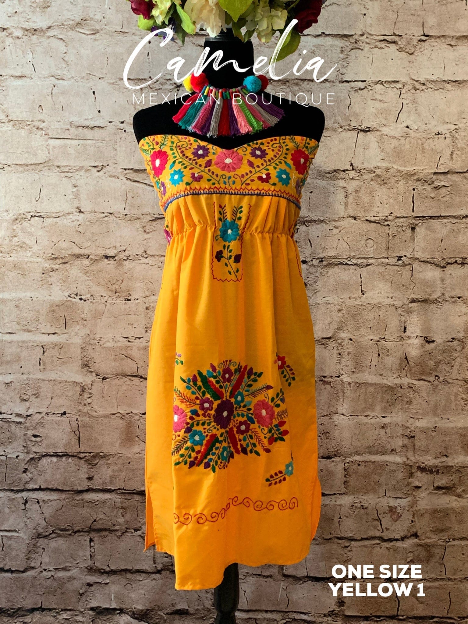 Puebla Mexican Dress Strapless Heart - Mini