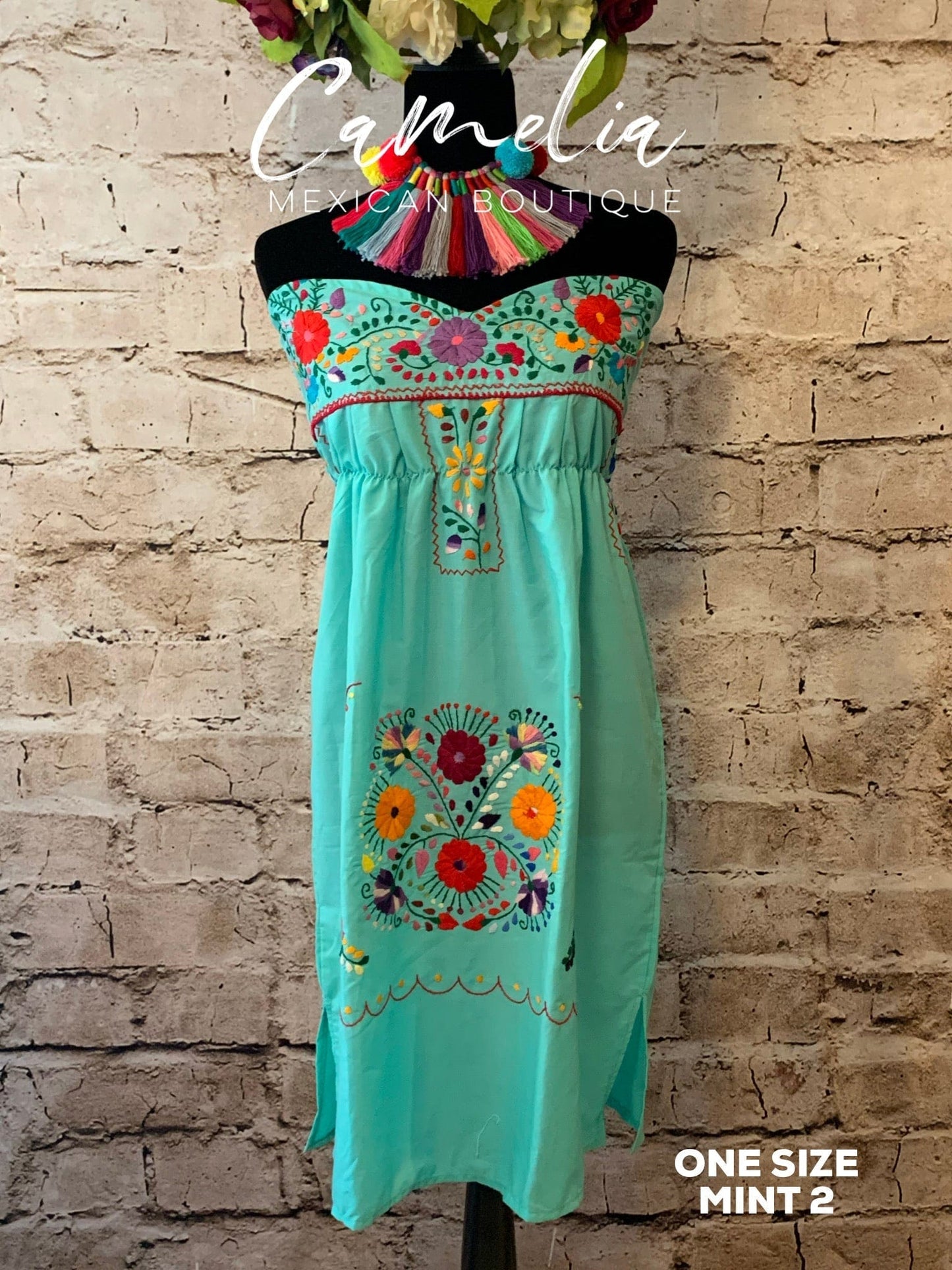 Puebla Mexican Dress Strapless Heart - Mini